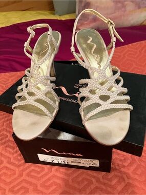 Nina Light Pink Braided Strappy Heels